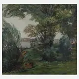 Max E. Kirsch, Am Flussufer, 1913, Öl auf Leinwand