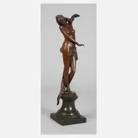 Franz Rosse, weiblicher Akt mit Papagei, Bronze