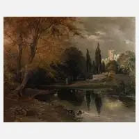 August Flinker, Im Schlosspark, 1887, Öl auf Leinwand und Spannrahmen