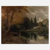 August Flinker, Im Schlosspark, 1887, Öl auf Leinwand und Spannrahmen