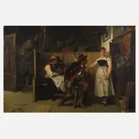 Jacobus Leisten, Der aufdringliche Gast, 1883, Öl auf Leinwand