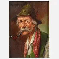 Alfred Zimmermann, Pfeifenraucher, Öl auf Holz