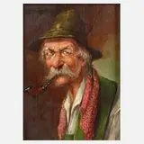 Alfred Zimmermann, Pfeifenraucher, Öl auf Holz