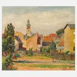 Emil Paul Börner, Dorfszene, Öl auf Leinwand und Keilrahmen