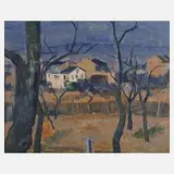 Heinrich Hempel, "Vorfrühling Sachsenhäuser Berg", Öl auf Leinwand