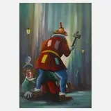 Angelo Manini, Clowns, Öl auf Leinwand