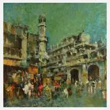 Nizu, Orientalische Stadtansicht, Öl auf Leinwand