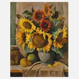 Gustav Wilhelm Reutter, Sonnenblumen, 1962, Öl auf Leinwand und Keilrahmen