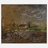 Hans Troschel, Landschaft am Fluss, Öl auf Leinwand