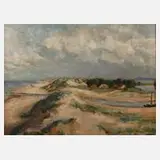 Jürgen Wegener, "Rowe bei Leba in Pommern", Öl auf Hartfaserplatte