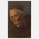 E. Wolf, Portrait eines Bettelmönchs, Öl auf Schieferplatte