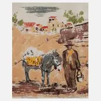 Julie Strathmeyer-Wertz, "In Spanien", Farbsiebdruck