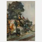 Rudolf Bax, Am Schloss, Aquarell