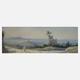 Umberto Gianni, Blick über Neapel, Aquarell und Deckfarben auf Papier