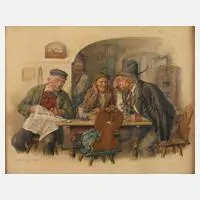 Peter Krämer II, Wirtshausszene, 1919, Aquarell und Deckfarbe