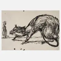Prof. Markus Lüpertz, Die Ratte, Federzeichnung