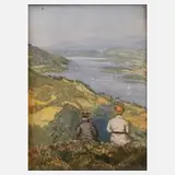 J. Pippich, Sommer am See, Aquarell über Graphitvorzeichnung