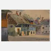 Ernst Wöhlk, Dorfansicht, 1920, Mischtechnik