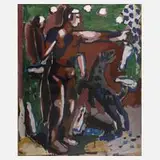 Ulrich Diezmann, Artist mit Hund, Tempera auf Papier
