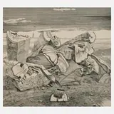 Günther Richter, "Strandstück", Radierung in Dunkelgrün gedruckt