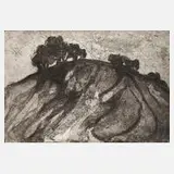 Karla Schoppe, Blick auf einen Hügel, Aquatintaradierung