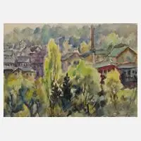 Albert Schwarz, Industrielandschaft, 1962, Aquarell