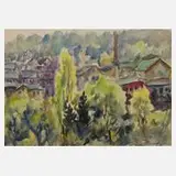 Albert Schwarz, Industrielandschaft, 1962, Aquarell