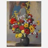Alfred Tröger, Blumenstillleben, Öl auf Karton
