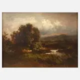 Sándor Brodszky, Gewitterlandschaft, Öl auf Karton