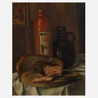 Franz Forthuber, Brotzeitstillleben, Öl auf Leinwand