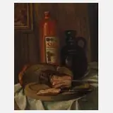 Franz Forthuber, Brotzeitstillleben, Öl auf Leinwand