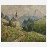 Will Klinger-Franken, Blick zum Watzmann, Öl auf Hartfaserplatte
