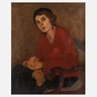 Mathilde Kummer-Kroell, Selbstbildnis, Öl auf Leinwand