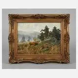 A. Mötsch, Röhrender Hirsch im Gebirge, Öl auf Leinwand