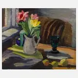 Thorvald Petersen, Stillleben mit Tulpen, Öl auf Leinwand