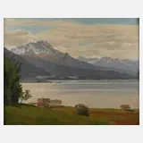 W. Ritz, See in den Alpen, Öl auf Karton
