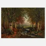 A. Wegener, Rehe im Herbstwald, Öl auf Leinwand und Keilrahmen