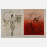 Otto Bachmann, Zwei Lithographien, Farblithographie auf Japanpapier