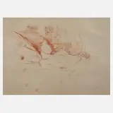 "Le Sommeil" by Henri de Toulouse-Lautrec, Kreidelithographie in Rotbraun gedruckt, offered May 2023