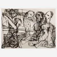 Figurative Komposition by Horst Peter Meyer, Kaltnadelradierung mit leichtem Plattenton, offered May 2023
