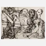 Horst Peter Meyer, Figurative Komposition, Kaltnadelradierung mit leichtem Plattenton