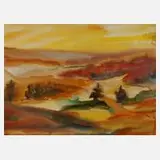 Alfred Kohler, Sommerliche Landschaft, Aquarell