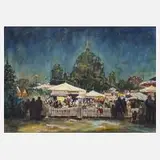 Gottlieb Schimmig, "Berliner Weihnachtsmarkt", Aquarell