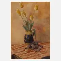Fritz Steinert, Tulpenstillleben, Aquarellmalerei in harmonischer Farbigkeit