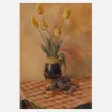 Fritz Steinert, Tulpenstillleben, Aquarellmalerei in harmonischer Farbigkeit