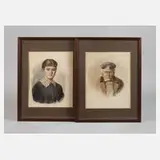 J. Wiesner, Zwei Portraits, Aquarell und Bleistift auf Papier
