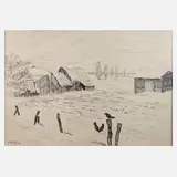 Fredo Bley, "Felder im Winter", Zeichnung