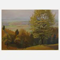 Ludwig Göbel, Blick vom Borsberg bei Pillnitz, Öl auf Karton