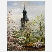 W. Kiessling, Frühling in Pausa, Öl auf Karton