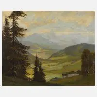 Heinz Münnich, Sommerliche Gebirgslandschaft, Öl auf Karton